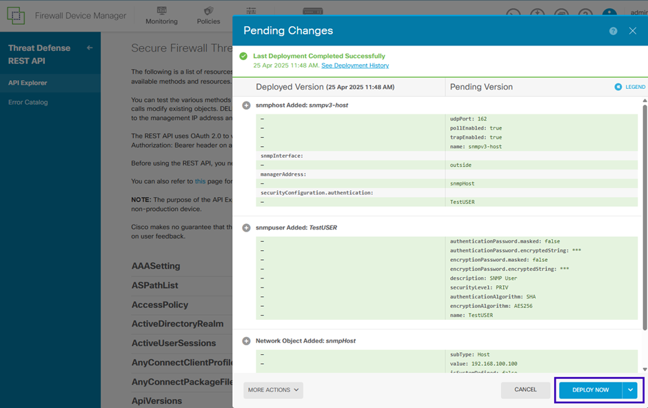 Simple Network Management Protocol version 3 (SNMPv3) on Cisco Firepower Device Manager (FDM) version 7.7.0